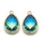 *5* 23x15mm Gold Plated Brass Faceted Teardrop Charms (2 Tone Blue/Green)